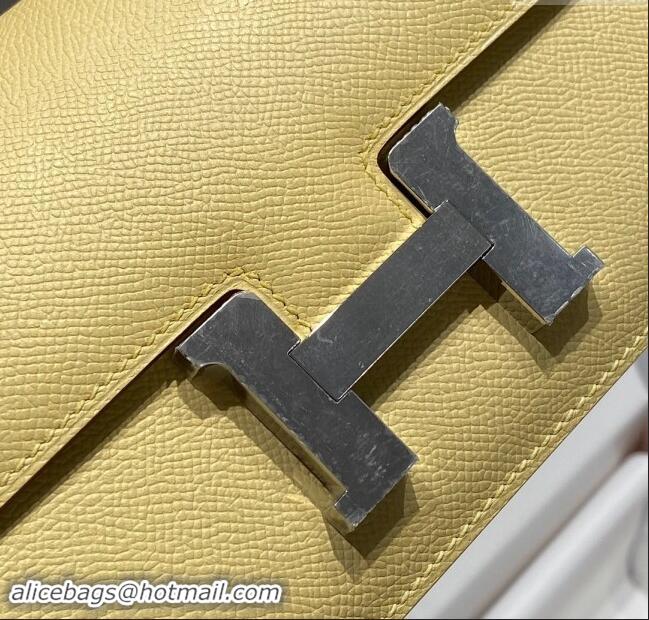 Shop Discount Hermes Constance Elan East-West Bag 26cm in Calfskin 4048 Yellow/Silver 2024 (Half Handmade)