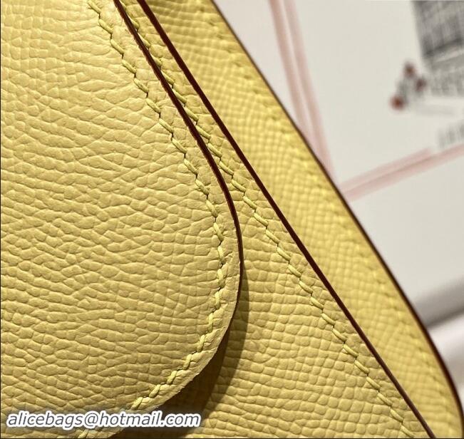 Classic Grade Hermes Constance Elan East-West Bag 26cm in Calfskin 4048 Chick Yellow/Gold 2024 (Half Handmade)