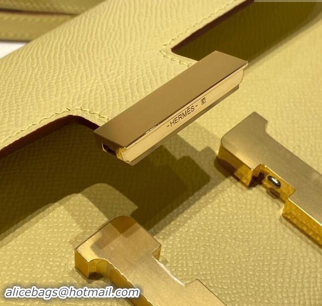 Classic Grade Hermes Constance Elan East-West Bag 26cm in Calfskin 4048 Chick Yellow/Gold 2024 (Half Handmade)