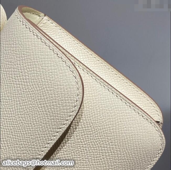 Top Discount Hermes Constance Elan East-West Bag 26cm in Calfskin 4048 Cream White/Silver 2024 (Half Handmade)