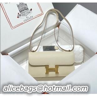 Most Popular Hermes Constance Elan East-West Bag 26cm in Calfskin 4048 CreamWhite/Gold 2024 (Half Handmade)