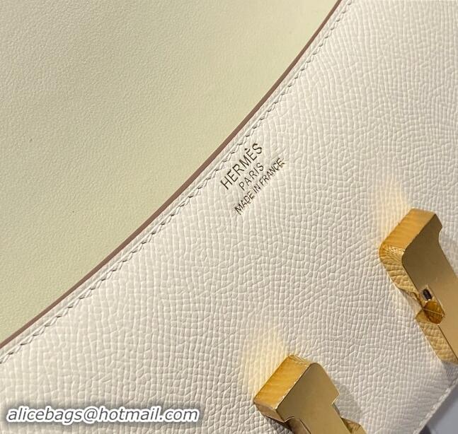 Most Popular Hermes Constance Elan East-West Bag 26cm in Calfskin 4048 CreamWhite/Gold 2024 (Half Handmade)