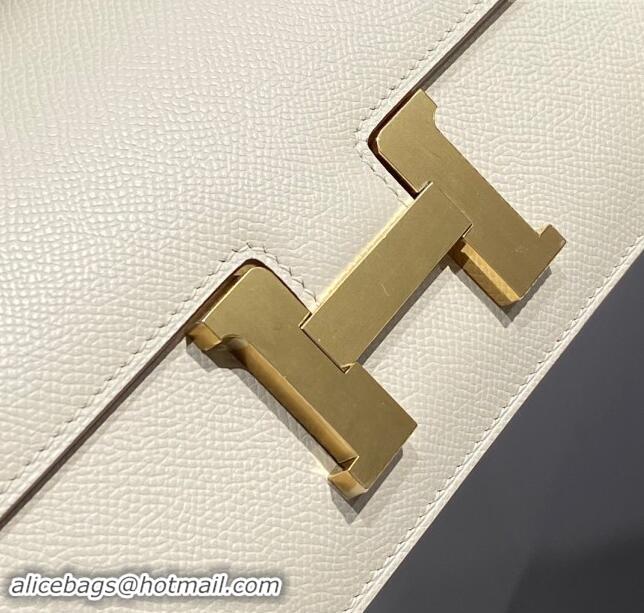 Most Popular Hermes Constance Elan East-West Bag 26cm in Calfskin 4048 CreamWhite/Gold 2024 (Half Handmade)