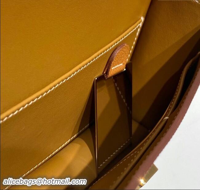 Discount Hermes Constance Elan East-West Bag 26cm in Calfskin 4048 Brown/Gold 2024 (Half Handmade)