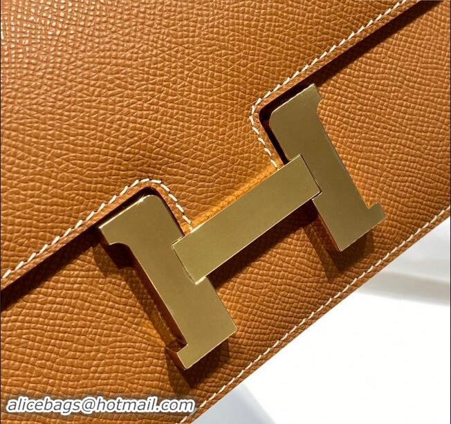 Discount Hermes Constance Elan East-West Bag 26cm in Calfskin 4048 Brown/Gold 2024 (Half Handmade)