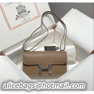 Market Sells Hermes Constance Elan East-West Bag 26cm in Calfskin 4048 Elephant Grey/Silver 2024 (Half Handmade)