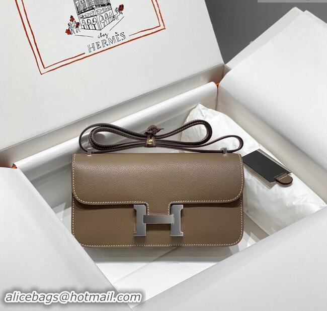 Market Sells Hermes Constance Elan East-West Bag 26cm in Calfskin 4048 Elephant Grey/Silver 2024 (Half Handmade)