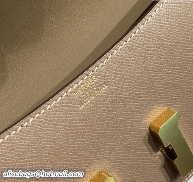 Well Crafted Hermes Constance Elan East-West Bag 26cm in Calfskin 4048 Elephant Grey/Gold 2024 (Half Handmade)