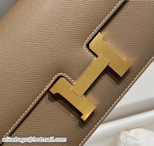 Well Crafted Hermes Constance Elan East-West Bag 26cm in Calfskin 4048 Elephant Grey/Gold 2024 (Half Handmade)