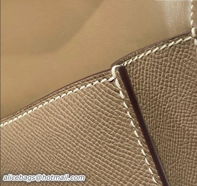 Well Crafted Hermes Constance Elan East-West Bag 26cm in Calfskin 4048 Elephant Grey/Gold 2024 (Half Handmade)