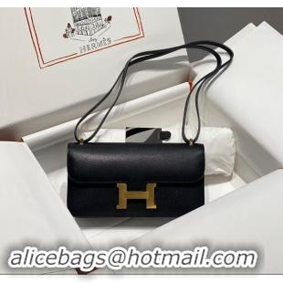 Famous Brand Hermes Constance Elan East-West Bag 26cm in Calfskin 4048 Black/Gold 2024 (Half Handmade)