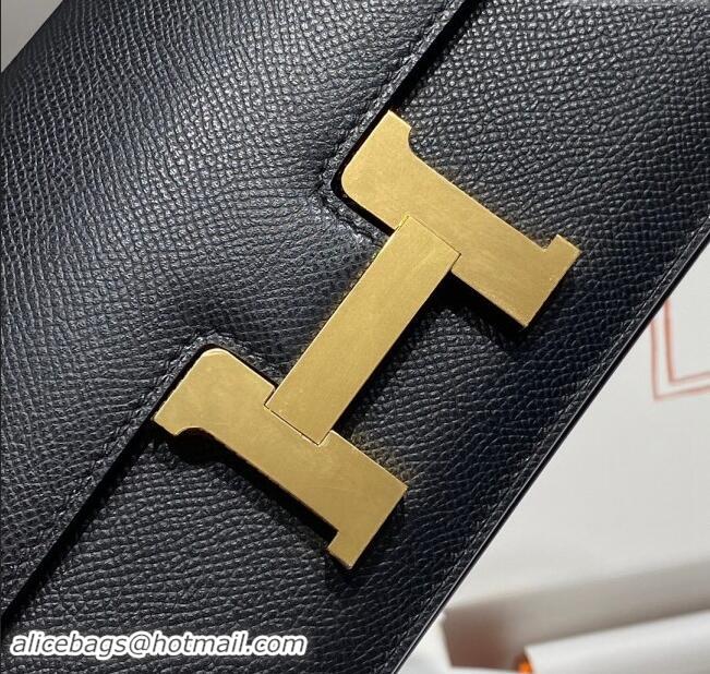 Famous Brand Hermes Constance Elan East-West Bag 26cm in Calfskin 4048 Black/Gold 2024 (Half Handmade)