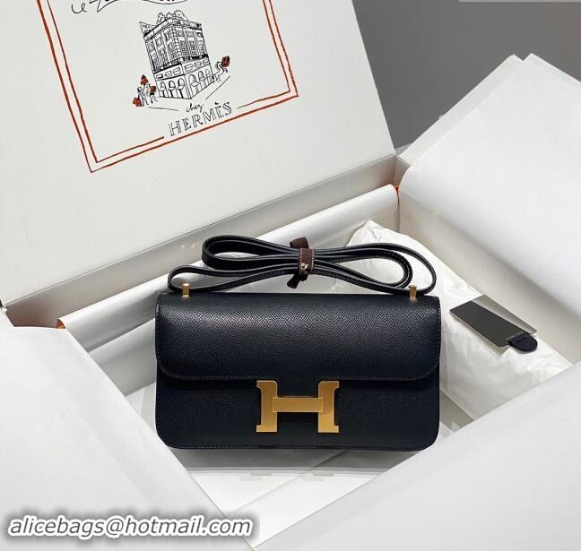 Famous Brand Hermes Constance Elan East-West Bag 26cm in Calfskin 4048 Black/Gold 2024 (Half Handmade)