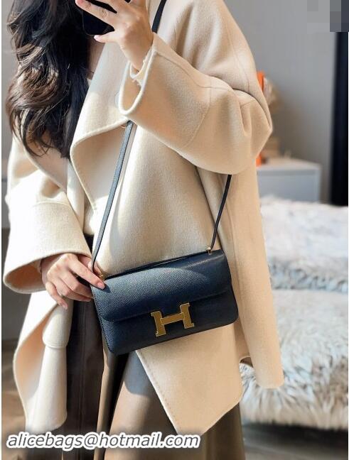 Famous Brand Hermes Constance Elan East-West Bag 26cm in Calfskin 4048 Black/Gold 2024 (Half Handmade)