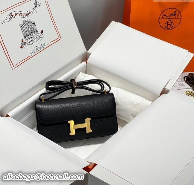 Famous Brand Hermes Constance Elan East-West Bag 26cm in Calfskin 4048 Black/Gold 2024 (Half Handmade)