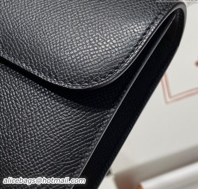 Good Quality Hermes Constance Elan East-West Bag 26cm in Calfskin 4048 Black/Silver 2024 (Half Handmade)