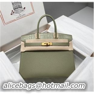 Trendy Design Hermes Birkin Touch Bag 30cm in Calfskin and Matte Nile Crocodile Leather H30 Sage Green 2024 (Full Handma