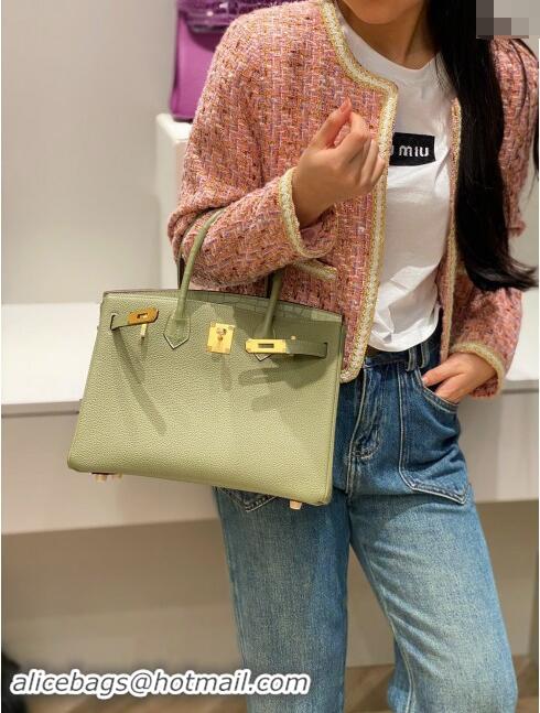 Trendy Design Hermes Birkin Touch Bag 30cm in Calfskin and Matte Nile Crocodile Leather H30 Sage Green 2024 (Full Handma