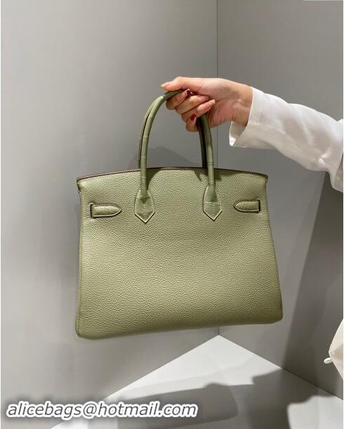 Trendy Design Hermes Birkin Touch Bag 30cm in Calfskin and Matte Nile Crocodile Leather H30 Sage Green 2024 (Full Handma