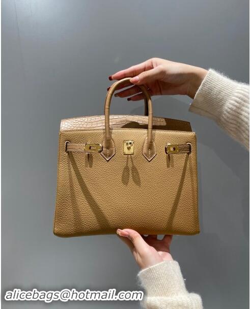 Buy Cheap Hermes Birkin Touch Bag 30cm in Calfskin and Matte Nile Crocodile Leather H30 Milky Tea Beige 2024 (Full Handm