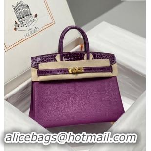 Trendy Design Hermes Birkin Touch Bag 25cm in Calfskin and Shiny Nile Crocodile Leather H25 Sea Anemone Purple 2024 (Ful