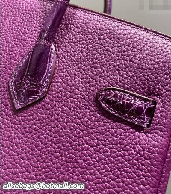 Trendy Design Hermes Birkin Touch Bag 25cm in Calfskin and Shiny Nile Crocodile Leather H25 Sea Anemone Purple 2024 (Ful