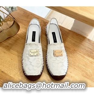 Stylish Dolce & Gabbana Lace Espadrilles Flat White 604102