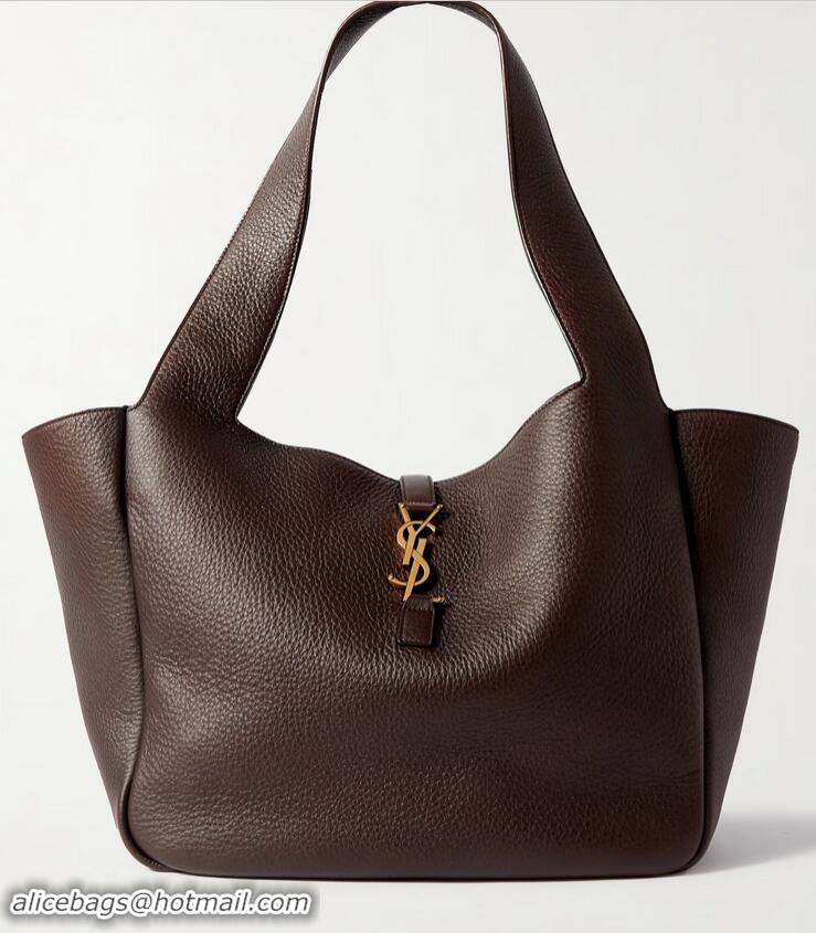 ​High Quality SAINT LAURENT BEA Shoulder Bag IN GRAINED LEATHER BEA 763435 Brown