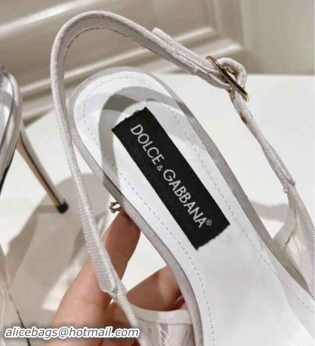 Charming Dolce & Gabbana DG Lace Slingback Pumps 10cm White 604113