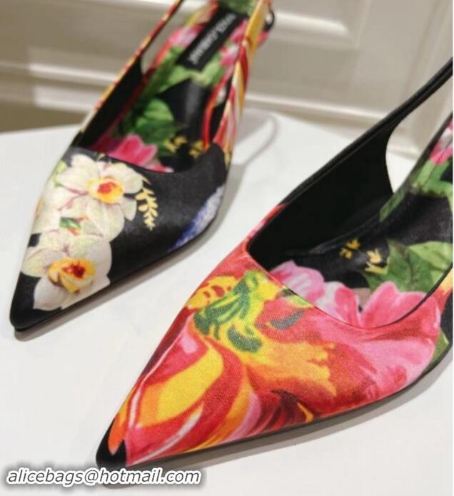 Hot Style Dolce & Gabbana Printed Slingback Pumps 6.5cm/9.5cm Black/Multi 604115