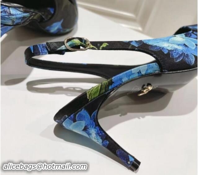 Sophisticated Dolce & Gabbana Printed Slingback Pumps 6.5cm/9.5cm Blue/Black 604116