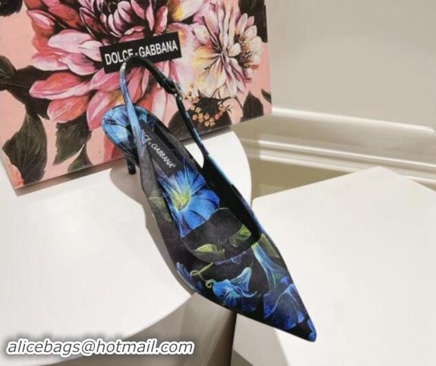 Sophisticated Dolce & Gabbana Printed Slingback Pumps 6.5cm/9.5cm Blue/Black 604116