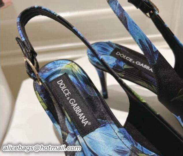 Sophisticated Dolce & Gabbana Printed Slingback Pumps 6.5cm/9.5cm Blue/Black 604116