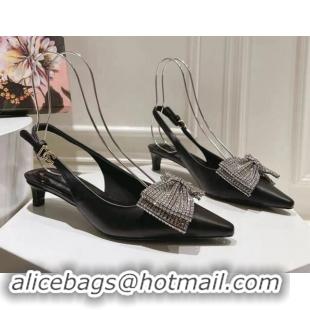 Cheap Price Dolce & Gabbana Strass Slingback Pumps 4.5cm in Calfskin Black 604119