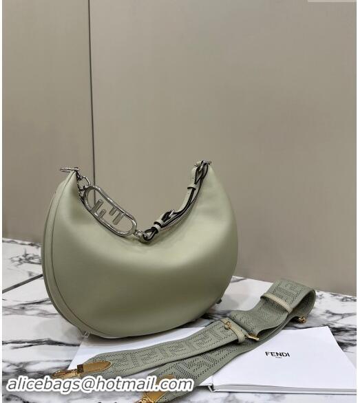 Best Cheap Fendi Fendigraphy Medium Hobo Bag in Leather 80056L Light Green 2024 TOP