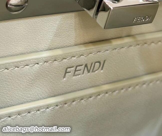 Low Cost Fendi Peekaboo ISeeU Petite Bag in Nappa Leather with Flower 80135 Light Green 2024