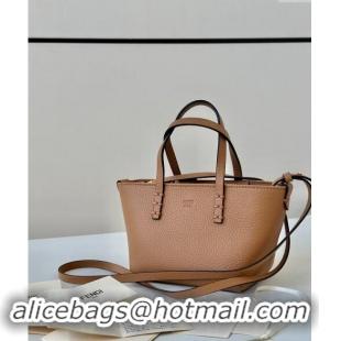 Best Quality Fendi Roll Mini Tote bag in Calfskin Leather 8655 Brown 2024