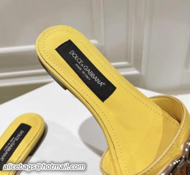 Good Quality Dolce & Gabbana DG Flat Slide Sandals in Gradient Calfskin Leather Red/Yellow 604135