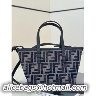 Market Sells Fendi Roll Mini Tote bag in FF Chenille Fabric 8655 Dark blue 2024