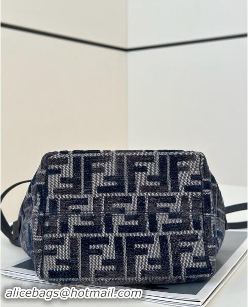 Market Sells Fendi Roll Mini Tote bag in FF Chenille Fabric 8655 Dark blue 2024