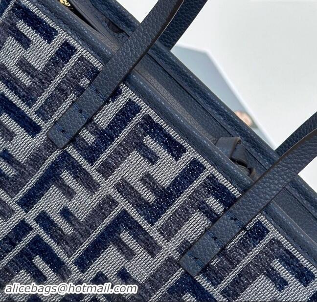 Market Sells Fendi Roll Mini Tote bag in FF Chenille Fabric 8655 Dark blue 2024