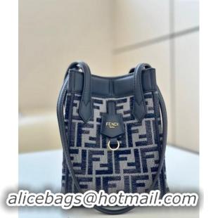 Spot Bulk Fendi Origami Mini Bag in FF chenille fabric that can be transformed 8626 dark blue 2024