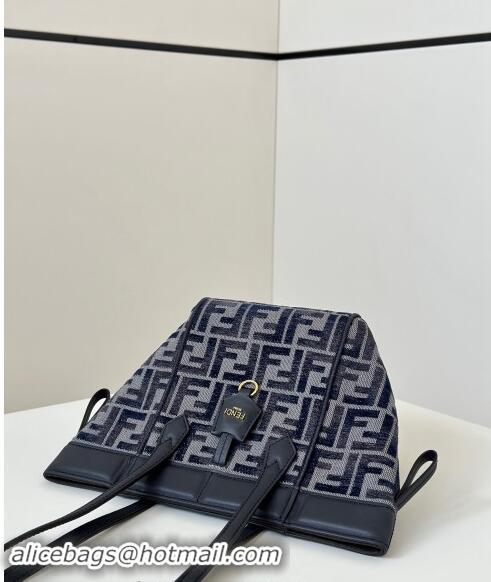 Spot Bulk Fendi Origami Mini Bag in FF chenille fabric that can be transformed 8626 dark blue 2024