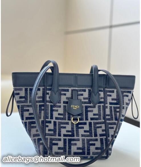 Spot Bulk Fendi Origami Mini Bag in FF chenille fabric that can be transformed 8626 dark blue 2024