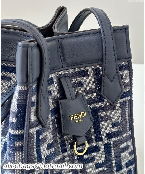 Spot Bulk Fendi Origami Mini Bag in FF chenille fabric that can be transformed 8626 dark blue 2024