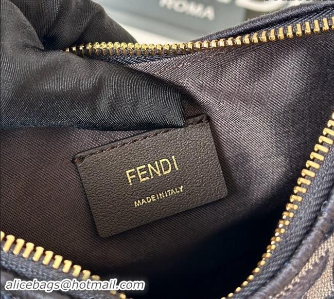 New Stylish Fendi Fendigraphy Mini Hobo Bag in dark blue FF chenille fabric 8657 Dark Blue 2024