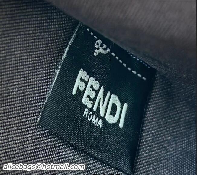 New Design Fendi Large Roll Reversible shopper Tote Bag in FF chenille fabric 8661L Dark Blue 2024