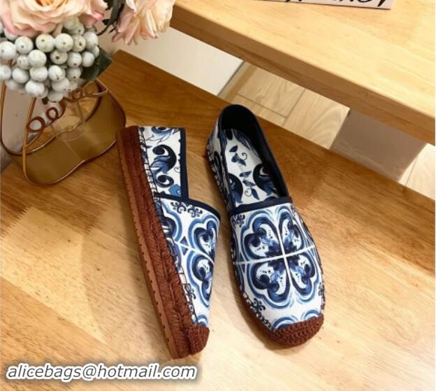 Unique Style Dolce & Gabbana Printed Denim Flat Espadrilles Blue 604142