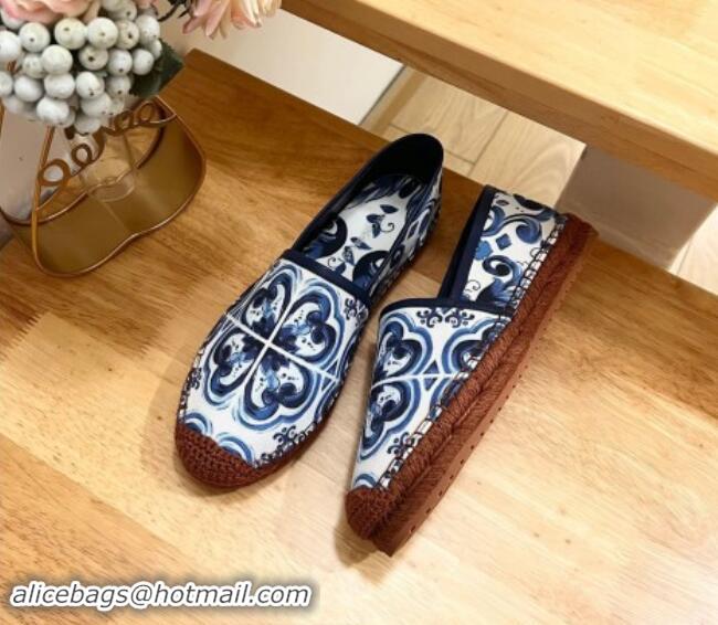 Unique Style Dolce & Gabbana Printed Denim Flat Espadrilles Blue 604142