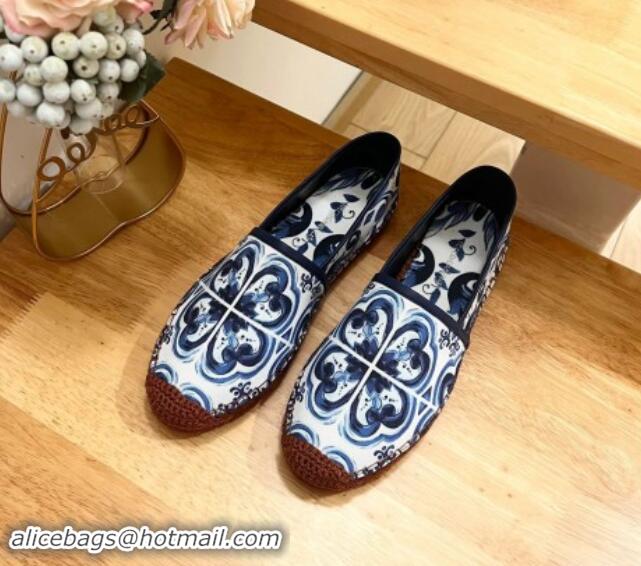 Unique Style Dolce & Gabbana Printed Denim Flat Espadrilles Blue 604142